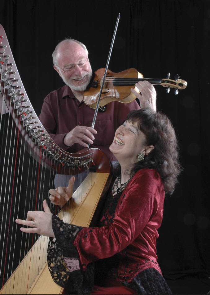 Image of Mike and Barbara playing octave violin and harp.